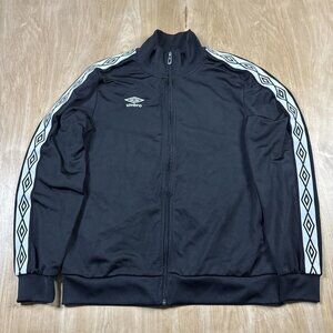 Umbro Men’s Med Soccer Jacket Warm Up Zip Up Black Activeware Long Sleeve